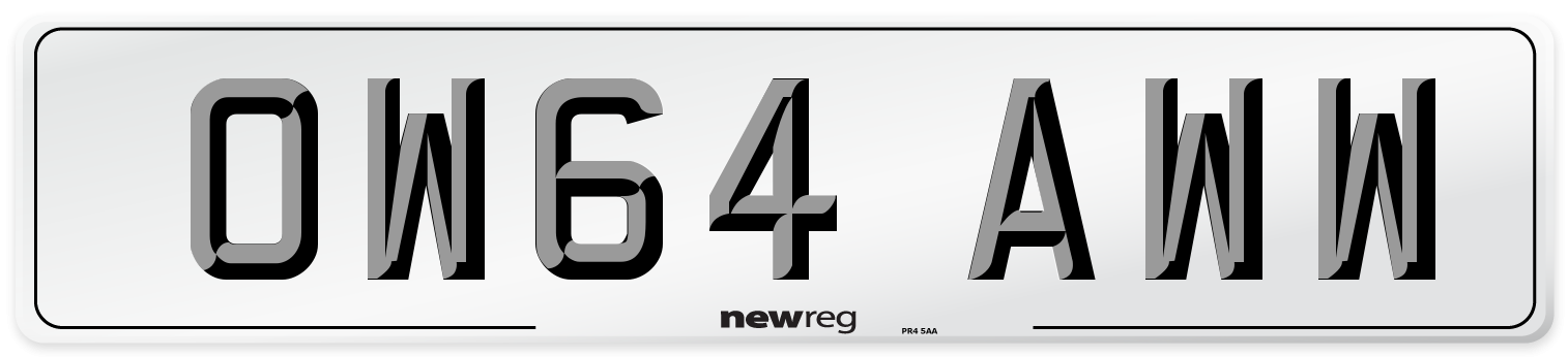 OW64 AWW Number Plate from New Reg